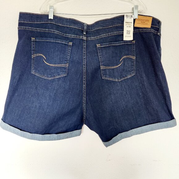 Levis Jean Shorts Women Size 26 Midrise Denim Blue Cuffed Pockets Signature Gold - Picture 4 of 12